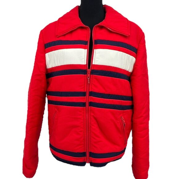 Vintage 1970s Jean Claude Killy‎ Red Striped Ski Snowboard Jacket Sz 40 - Picture 1 of 8